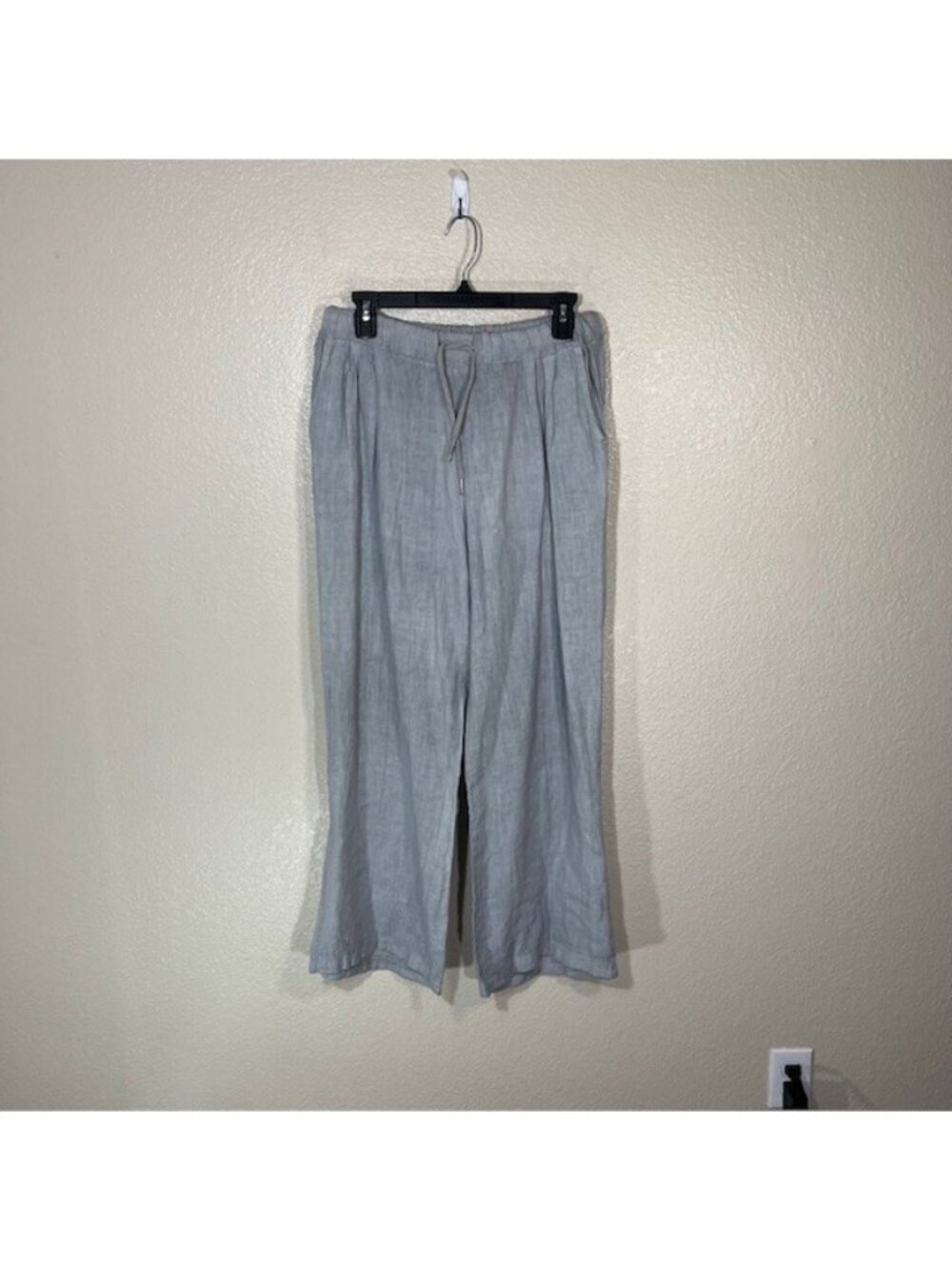 Venti6 Pants Womens Small Linen Wide Leg Drawstring Gray Laggenlook